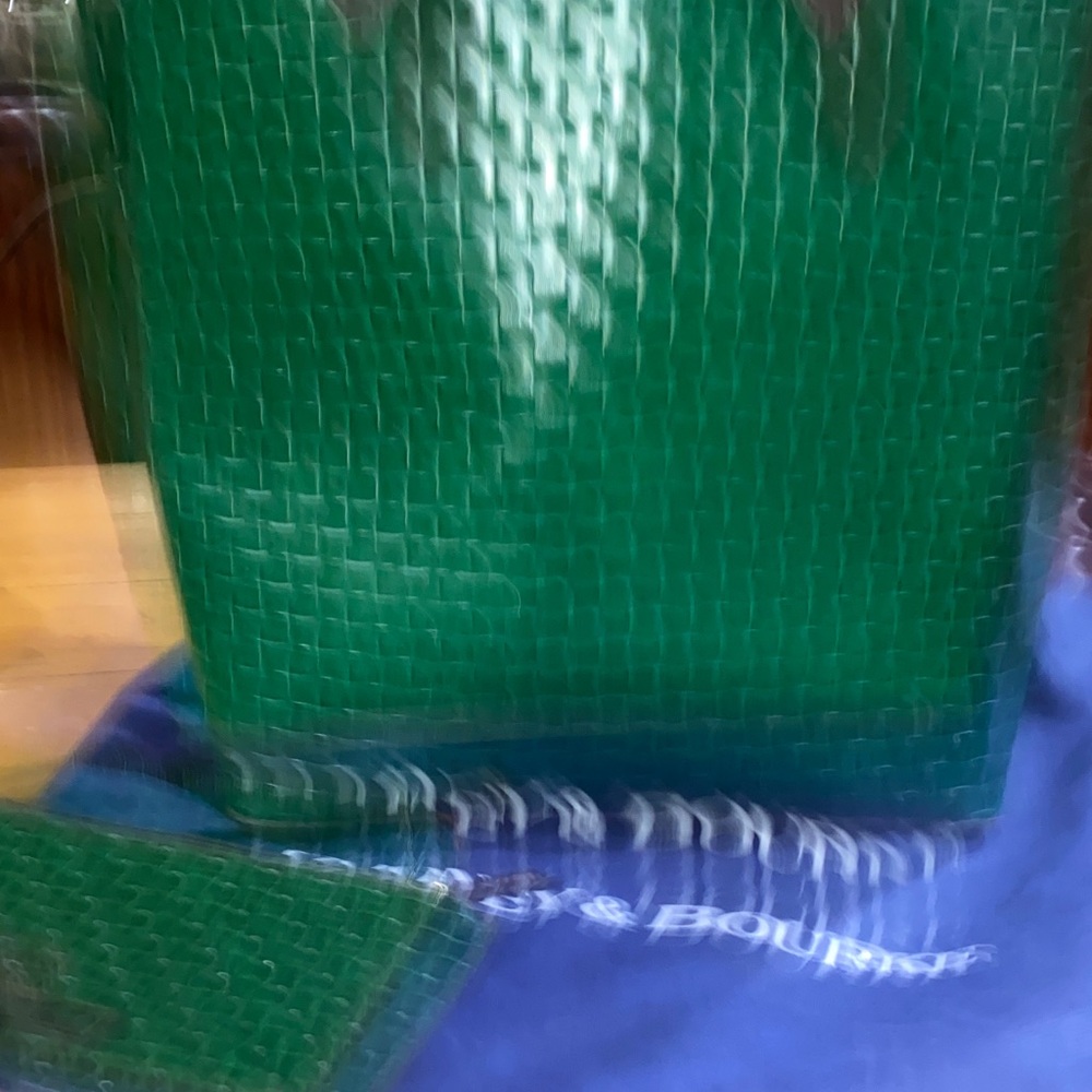 Dooney & Bourke Textured Green Tote with Brown Handles - Picture 4 of 10
